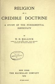 Cover of: Religion as credible doctrine: a study of the fundamental difficulty