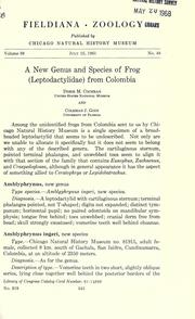 Cover of: A new genus and species of frog (Leptodactylidae) from Colombia by Cochran, Doris M.