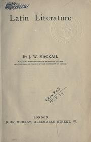 Cover of: Latin literature. by J. W. Mackail
