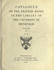 Cover of: Catalogue of the printed books in the Library of the University of Edinburgh.