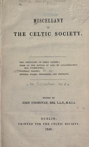 Cover of: Miscellany of the Celtic society by Dublin Celtic society