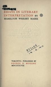 Cover of: Essays in literary interpretation. by Hamilton Wright Mabie