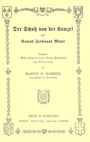 Cover of: Der schuss von der kanzel by Conrad Ferdinand Meyer