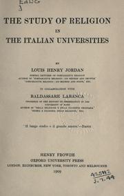 Cover of: The study of religion in the Italian universities