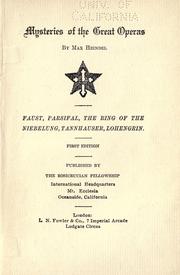 Cover of: Mysteries of the great operas by Heindel, Max