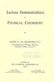 Cover of: Lecture demonstrations in physical chemistry