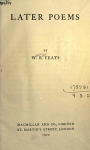 Cover of: Later poems. by William Butler Yeats