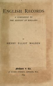 Cover of: English records: a companion to the history of England,...