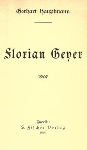 Florian Geyer by Gerhart Hauptmann