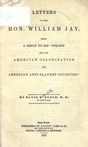 Cover of: Letters to the Hon. William Jay by David Meredith Reese
