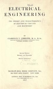 Cover of: Electrical engineering by Clarence Victor Christie