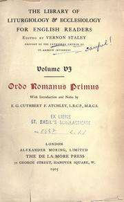 Cover of: Ordo romanus primus by E. G. Cuthbert F. Atchley