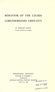 Cover of: Behavior of the lizard Corythophanes cristatus