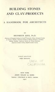 Cover of: Building stones and clay-products by Ries, Heinrich