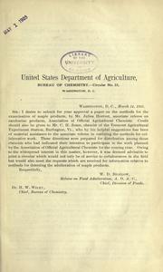 Cover of: Methods for the examination of maple products. by Julius Hortvet