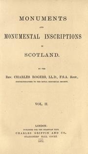 Cover of: Monuments and monumental inscriptions in Scotland.
