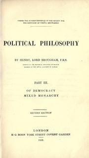 Cover of: Political philosophy. by Brougham and Vaux, Henry Brougham Baron