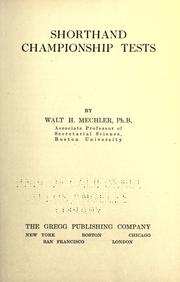 Cover of: Shorthand championship tests by Walt H. Mechler