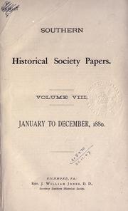 Cover of: Papers. by Southern Historical Society.