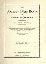 Cover of: The Society blue book of Toronto and Hamilton by 