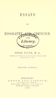 Cover of: Essays in biography and criticism by Peter Bayne