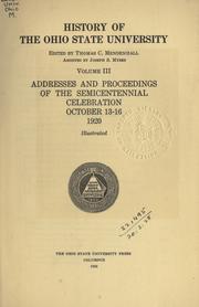 Cover of: History of the Ohio State University. by Mendenhall, Thomas C.