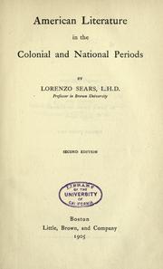 Cover of: American literature in the colonial and national periods by Lorenzo Sears