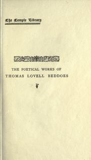 Cover of: Poetical works edited with a memoir