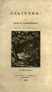Cover of: Solitude by Johann Georg Zimmermann
