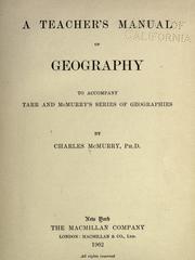A teacher's manual of geography by Charles Alexander McMurry