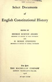 Cover of: Select documents of  English constitutional history by George Burton Adams