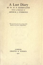Cover of: A last diary by W. N. P. Barbellion