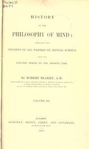 History of the philosophy of mind by Robert Blakey