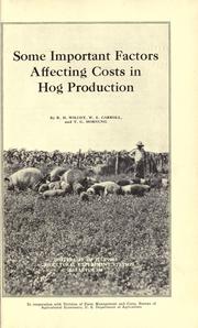Cover of: Some important factors affecting costs in hog production