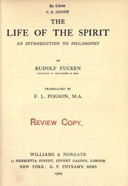 Cover of: The life of the spirit by Rudolf Eucken, Rudolf Eucken