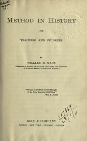 Cover of: Method in history. by William Harrison Mace