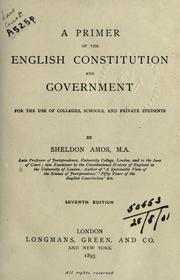 Cover of: A primer of the English constitution and government