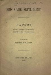 Cover of: Red River Settlement by Public Archives of Canada.
