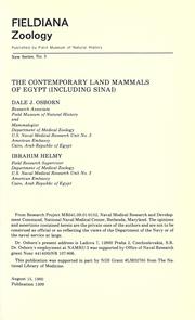 Cover of: The contemporary land mammals of Egypt (including Sinai) by Dale J. Osborn