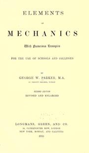 Cover of: Elements of mechanics.