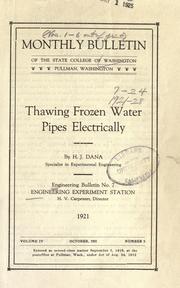 Thawing frozen water pipes electrically by Homer J. Dana