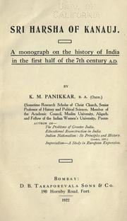 Sri Harsha of Kanauj by K. M. Panikkar