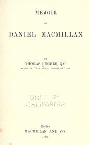 Cover of: Memoir of Daniel Macmillan.