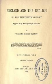 England and the English in the eighteenth century by William Connor Sydney