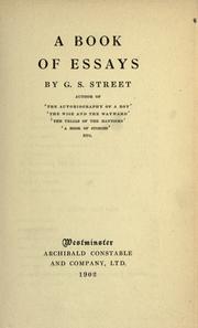 A Book Of Essays by G. S. Street