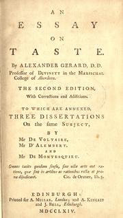 Cover of: An essay on taste. by Alexander Gerard