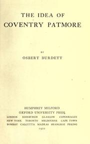 Cover of: The idea of Coventry Patmore by Osbert Burdett, Osbert Burdett