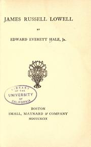 Cover of: James Russell Lowell by Edward Everett Hale, Jr.