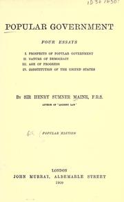 Cover of: Popular government by Henry Sumner Maine