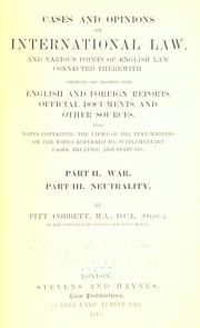 Cover of: Cases and opinions on international law by Pitt Cobbett